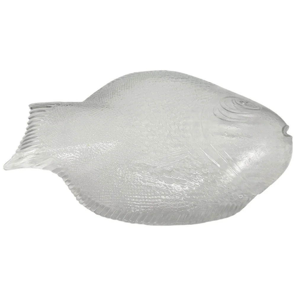 Pasabahce Marine Crystal Clear Glass‎ Fish Shaped Plate Vintage Decor 1980s